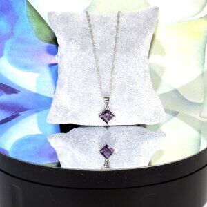 Mia Sincerity Simulated Purple Amethyst 925 Sterling Silver Pendant Necklace Gif